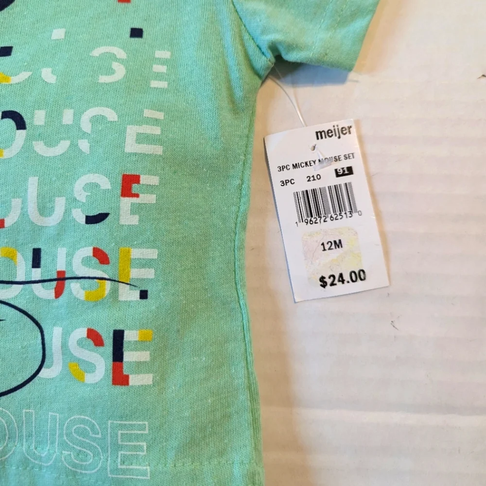 Mickey Mouse 3 Piece Short Set Size 12 Months BNWT